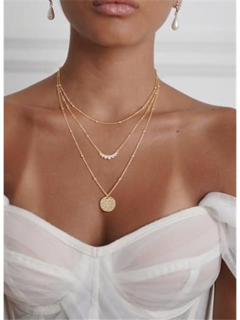 Gold/Silver Layered Necklaces for Women,Dainty 14k Gold Plated Stackable Choker - Picture 2 of 7